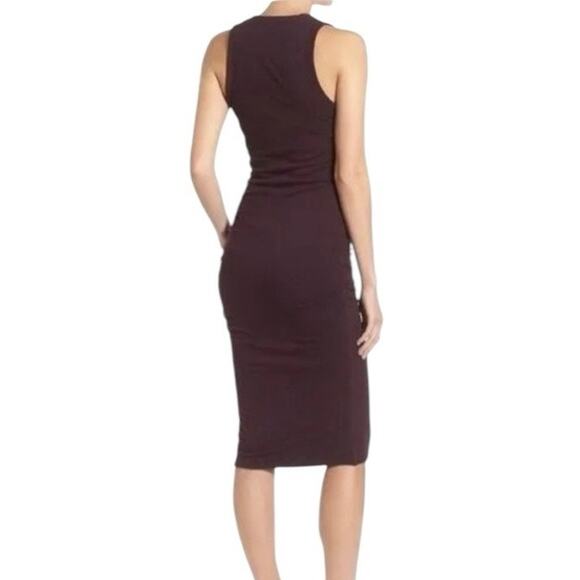 Standard James Perse Purple Split Neck Ruched Bodycon Tank Midi Dress Size 2 - Picture 7 of 7